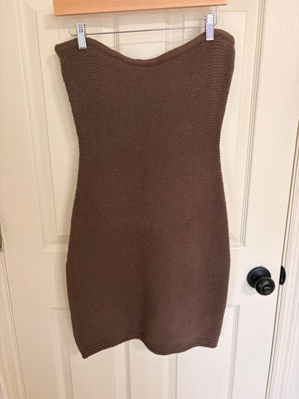 Princess Polly Brown Knit Strapless Mini Dress US 8 Bodycon